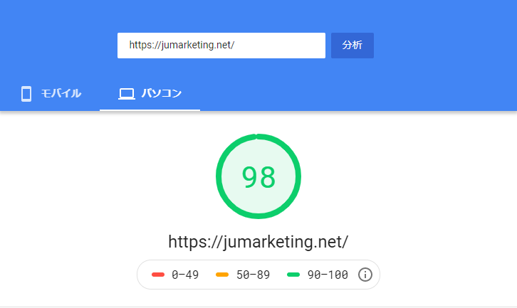 PageSpeed Insights Result PC